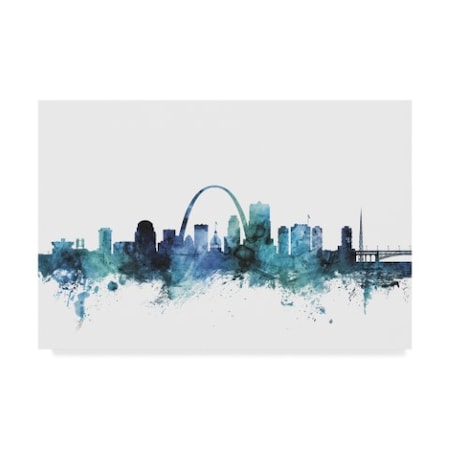 Michael Tompsett 'St Louis Missouri Blue Teal Skyline' Canvas Art,22x32